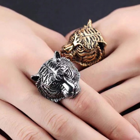 New FP Gold Plated Tiger Statement Ring ~ Silver or Bronze Clemson LSU Auburn - Picture 4 of 16